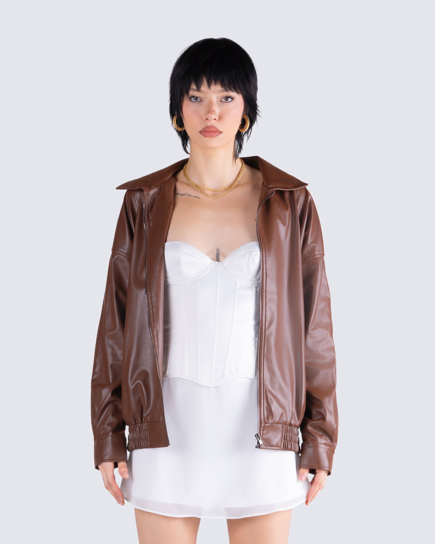 Danny Brown Vegan Leather Jacket model front