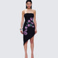 Dariela Black Flower Print Midi Dress model front