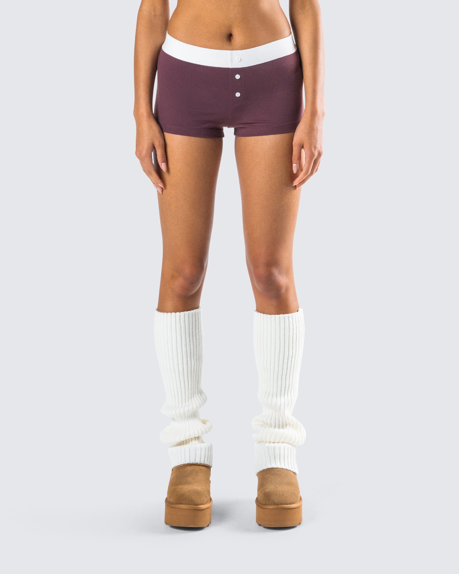 Darya Burgundy Jersey Boxer Short model front