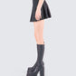 Deb Black Suiting Pleat Mini Skirt