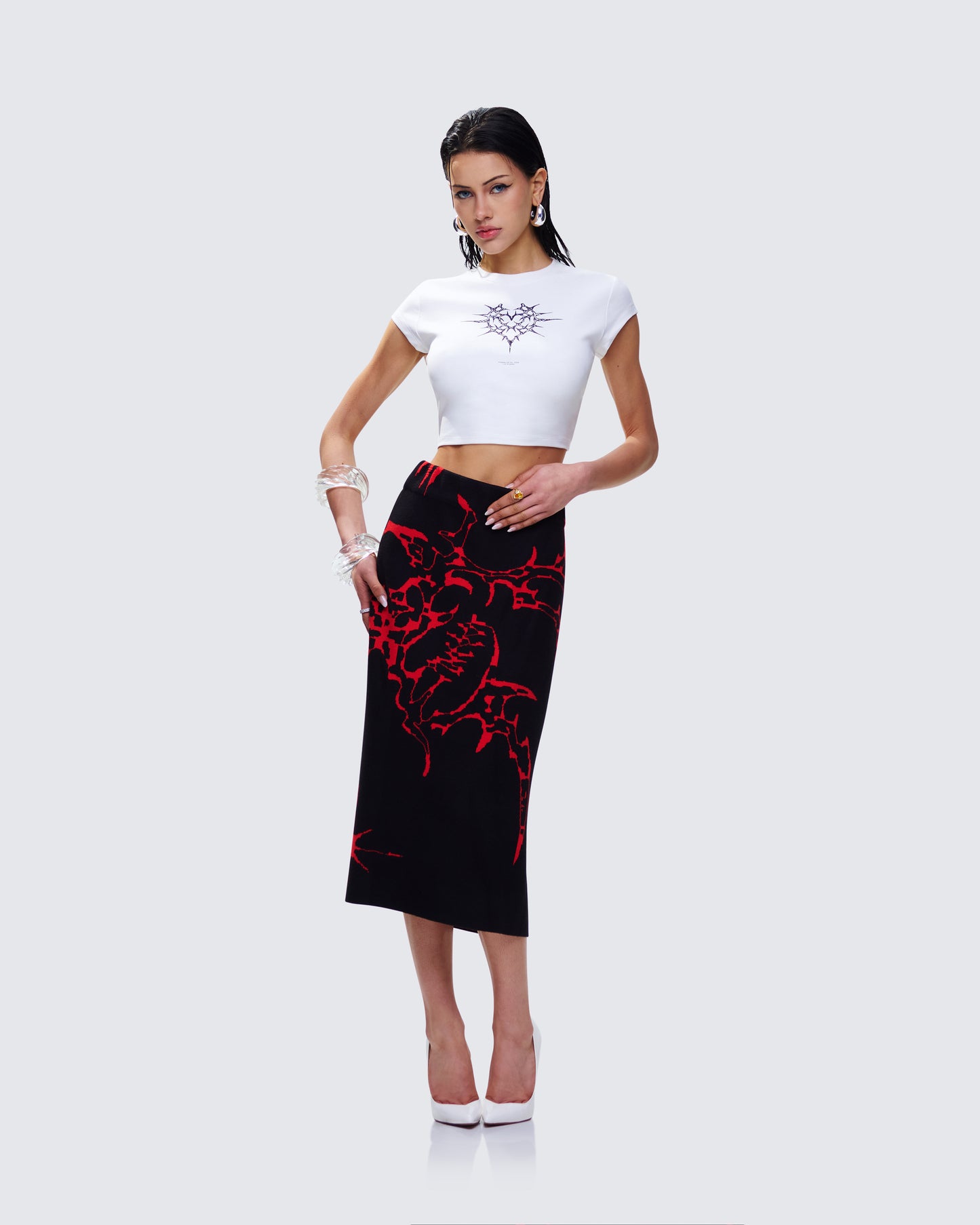Dena White Jersey Graphic Top