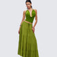 Didi Green Tiered Maxi Skirt