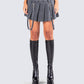 Dina Grey Denim Pleated Mini Skirt model front