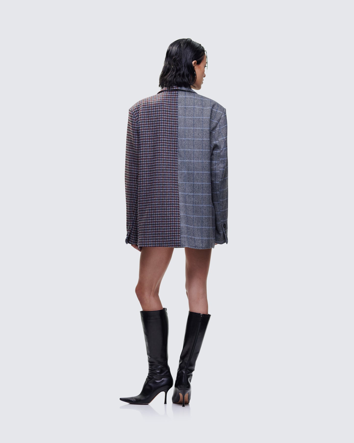 Dionne Grey Mixed Check Double Breasted Blazer
