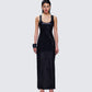 Donatella Black Sequin Maxi Dress model front