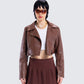 Donny Brown Vegan Leather Jacket model front