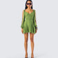 Dori Green Cross Front Mini Dress model front