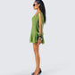 Dori Green Cross Front Mini Dress