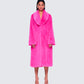 Dorinne Hot Pink Vegan Fur Coat model front