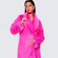 Dorinne Hot Pink Vegan Fur Coat