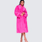 Dorinne Hot Pink Vegan Fur Coat