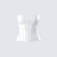 Dory White Satin Corset Top 3d product front