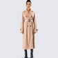 Doutzen Tan Twill Trench Coat model front