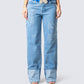 Suzie Blue Butterfly Denim Pant model front