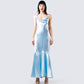 Anya Blue Cowl Low Back Gown