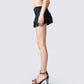 Freya Black Shirred Mini Skirt