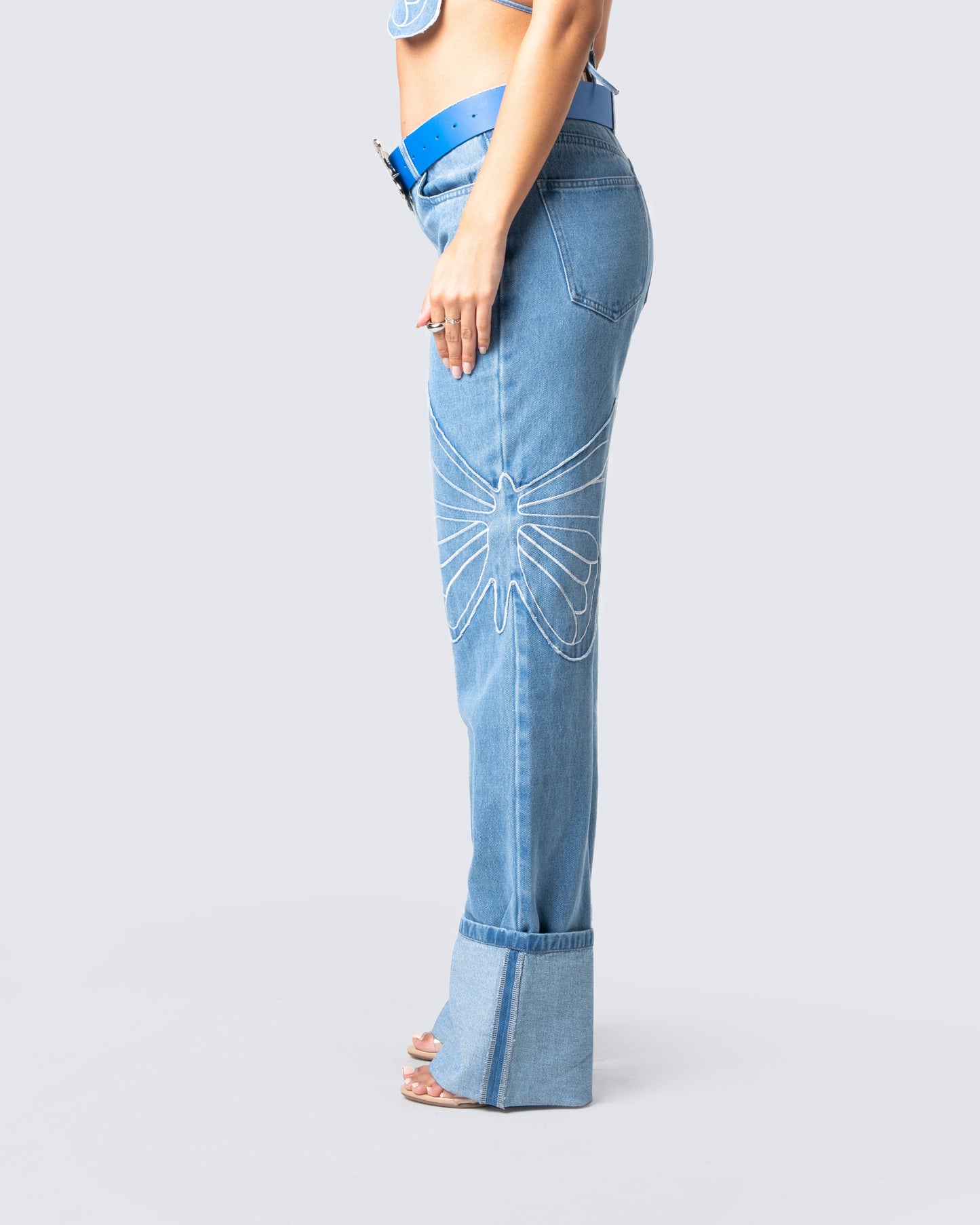 Suzie Blue Butterfly Denim Pant