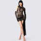 Serena Black Mini Dress and Gloves