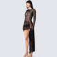 Serena Black Mini Dress and Gloves