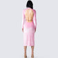Eira Pink Backless Midi Dress