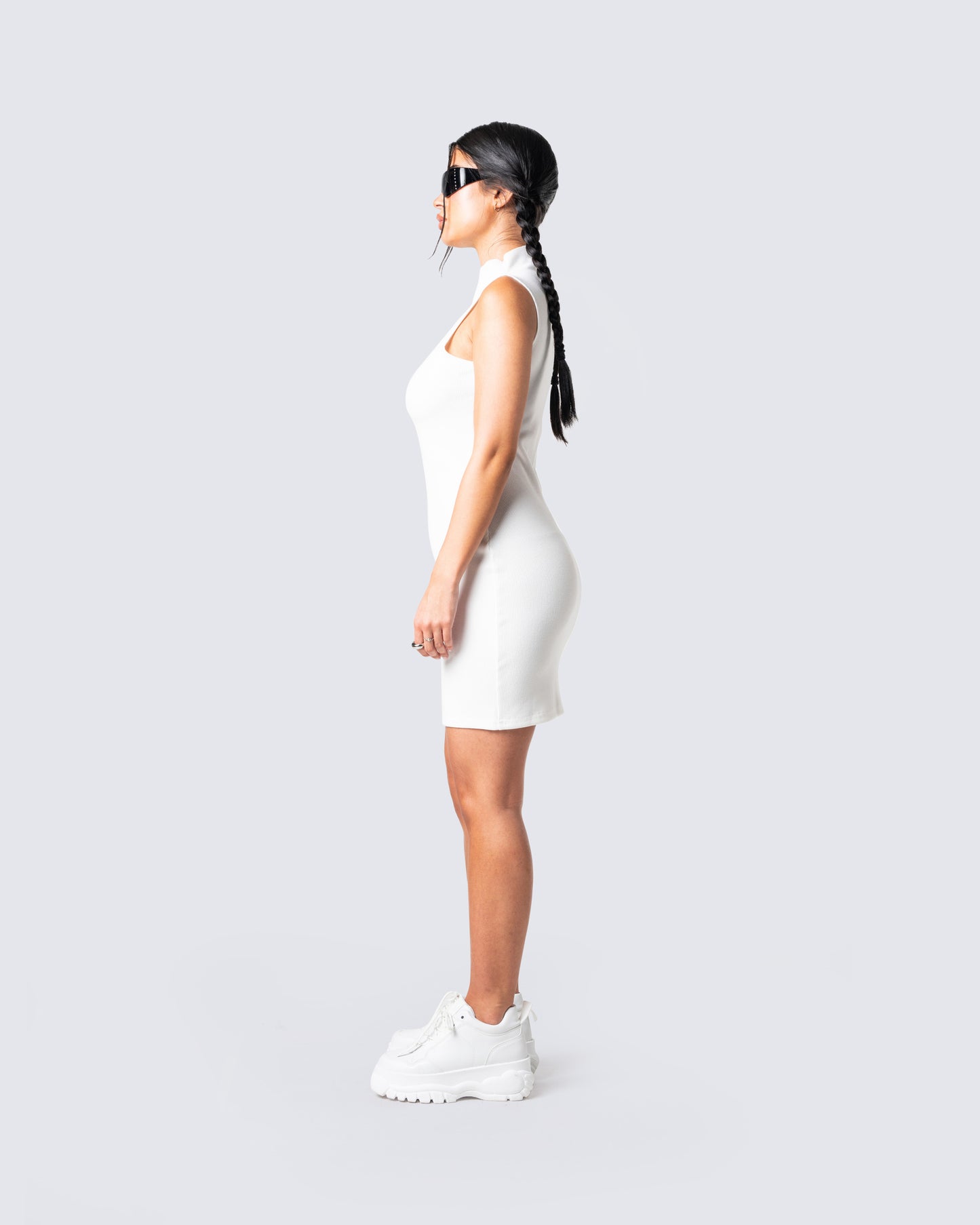 Lauren White Rib Mini Dress