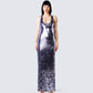 Elsa Lilac Sequin Sleeveless Gown model front