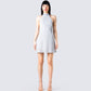 Cinder Grey Halter Mini Dress model front
