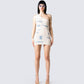 Alicia Ivory Print Mini Dress model front