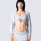 Delia Blue Knit Cropped Top model front