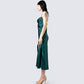 Alina Emerald Satin Midi Dress