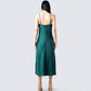 Alina Emerald Satin Midi Dress