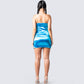 Ainsley Blue Metallic Mini Dress