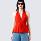 Miriam Red Knit Halter Top model front