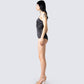 Aniyah Black Satin Romper