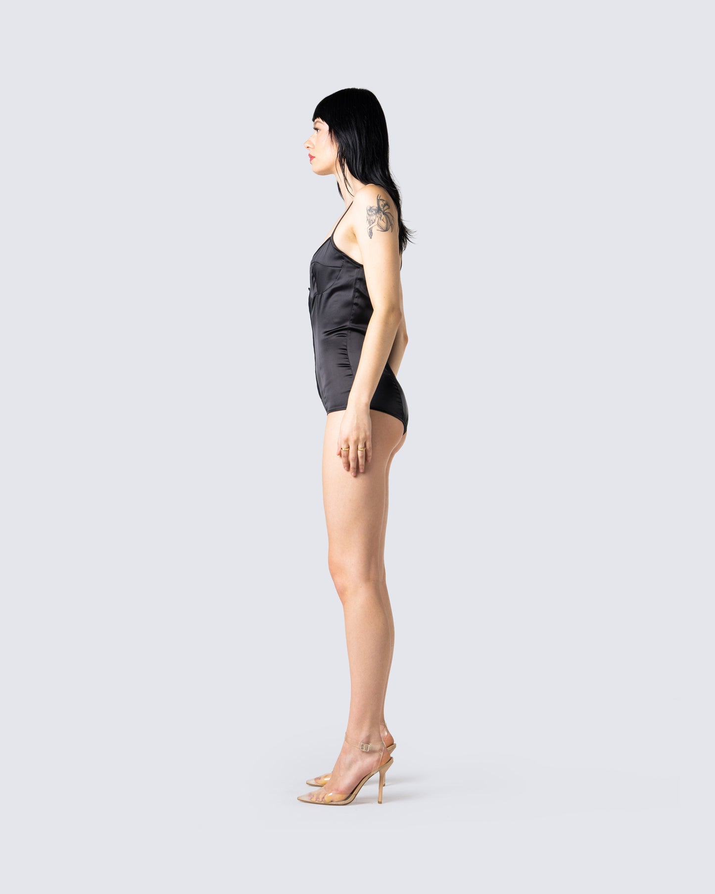 Aniyah Black Satin Romper