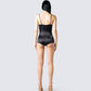 Aniyah Black Satin Romper