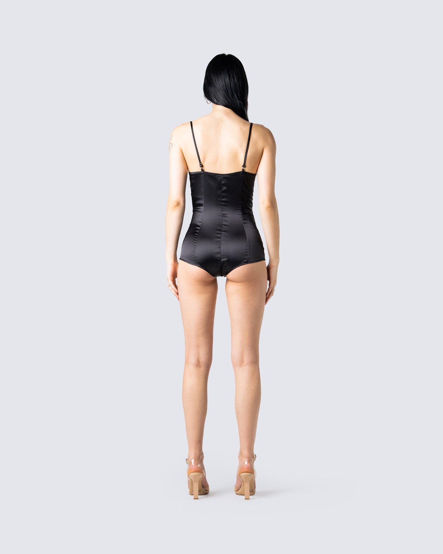 Aniyah Black Satin Romper