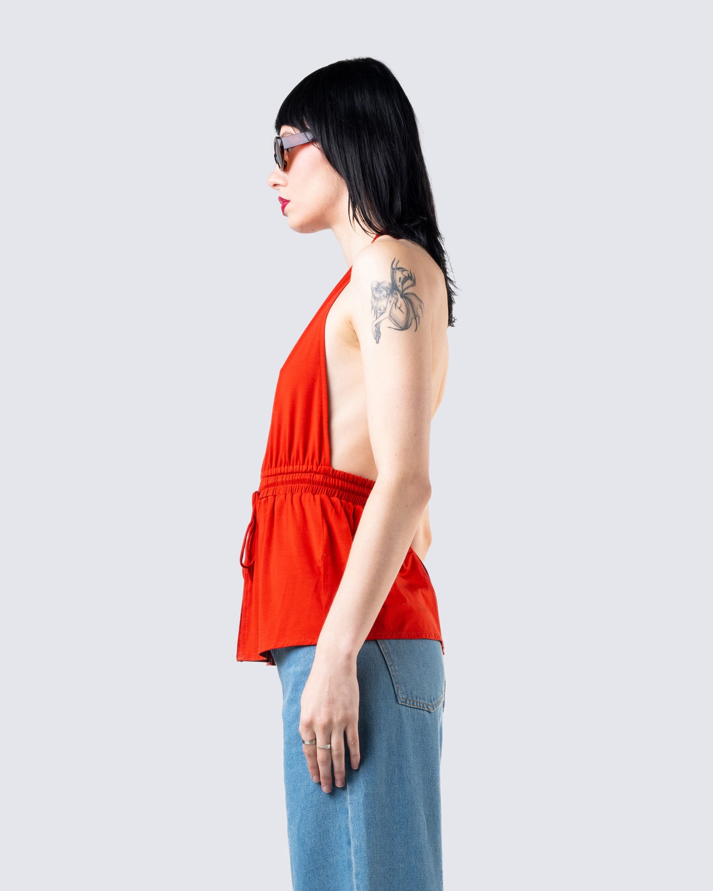Miriam Red Knit Halter Top