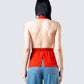 Miriam Red Knit Halter Top