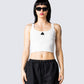 Ezra White Logo Tank Top model front