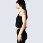 Iva Black Ribbed Cropped Top