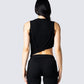 Iva Black Ribbed Cropped Top