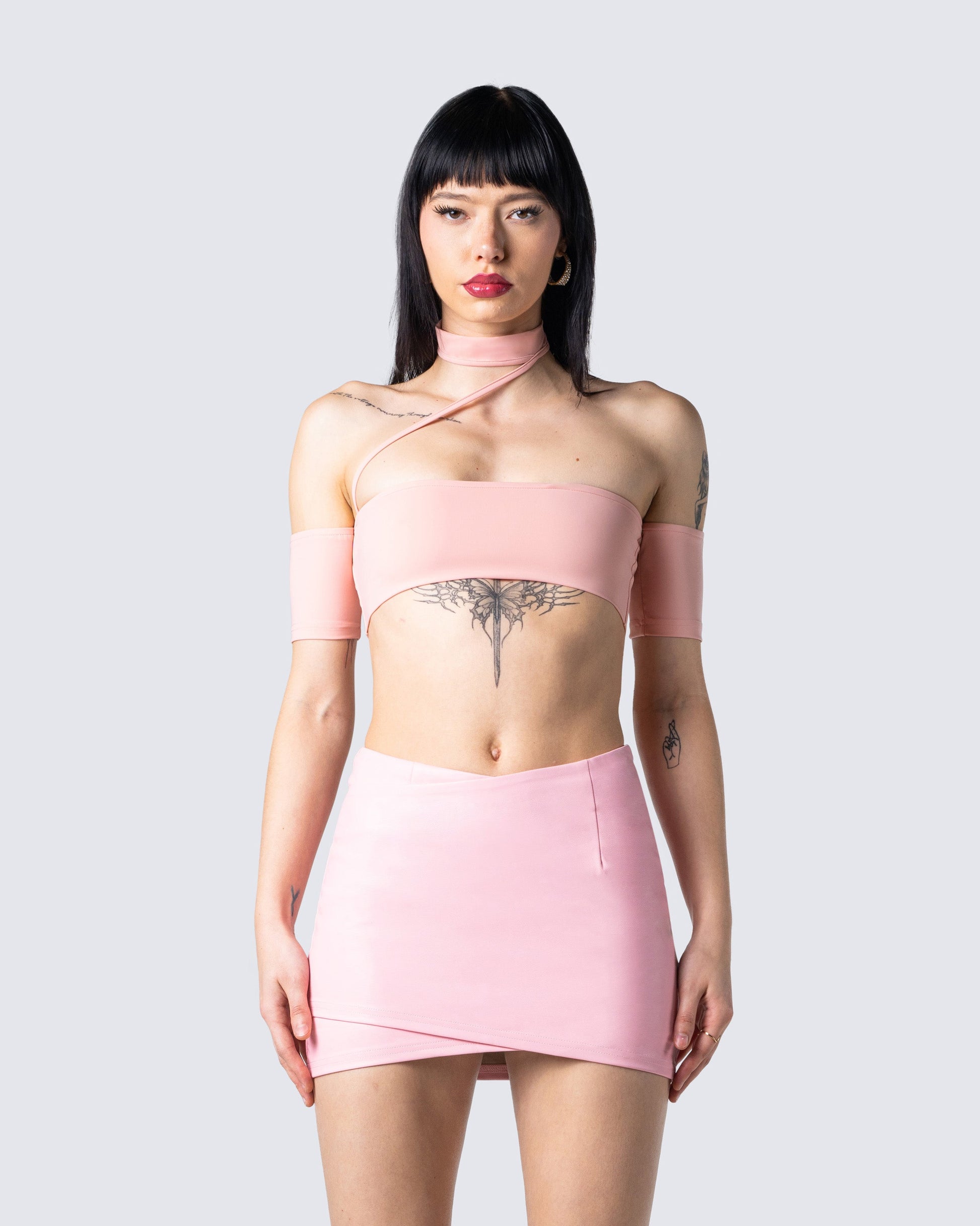 Jacque Pink Crop Top model front