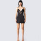 Ivy Black Lace Trim Mini Dress model front