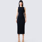 Umbra Black Shimmer Midi Dress model front