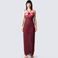 Greta Red Corset Gown model front