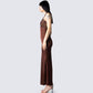 Leana Brown Halter Dress