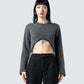 Josephine Grey Crystal Sweater Top model front