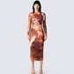 Gwen Renaissance Print Midi Dress model front