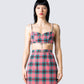 Amanda Multi Plaid Crop Top model front